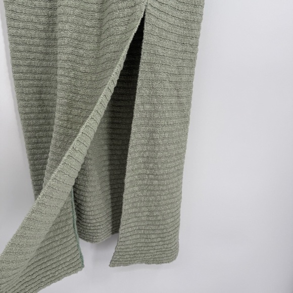 Free People Claudia Green Knit Belted Blanket Skirt Size XS Slit Rib-Knit Maxi - Picture 8 of 11